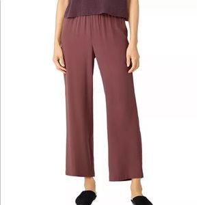 Eileen Fisher silk georgette crepe straight pant in Fig 8